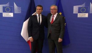 Jean-Claude Juncker accueille Emmanuel Macron à Bruxelles