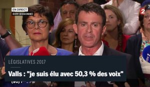 Législatives 2017 - Manuel Valls : "je suis élu avec 50,3 % des voix"