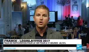 Législatives: 40,75% de participation à 17H00, en fort recul par rapport à 2012
