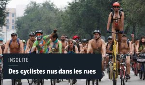 Des cyclistes tout nus roulent pour soutenir le vélo