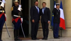 Emmanuel Macron reçoit Saad Hariri au palais de l'Élysée
