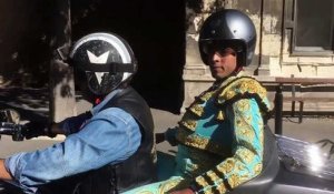 Arles : un torero se rend en Harley aux arènes