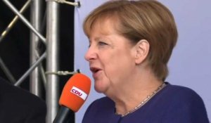 Allemagne : Angela Merkel en meeting de campagne à Binz