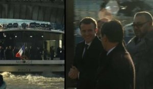 Sommet climat: les dirigeants embarquent sur la Seine