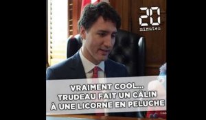 Vraiment cool... Justin Trudeau  fait à calin à une licorne