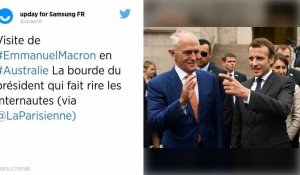 Un journal australien dépeint Emmanuel Macron en Pépé le putois après sa gaffe sur la femme du Premier ministre.