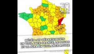 Météo: 29 départements en vigilance orange, le Doubs et le Jura en vigilance rouge