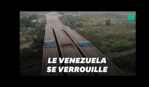Au Venezuela, des containers bloquent la frontière pour empêcher l'aide humanitaire de rentrer