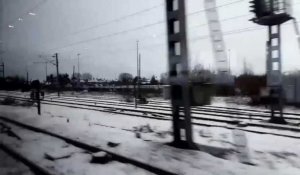 Tempête Gabriel : La gare de Saint-Omer sous la neige