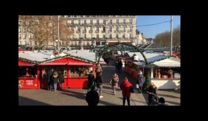 Nantes. Ambiance de jour au marché de Noël de décembre 2018