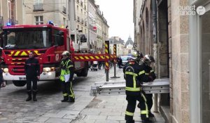 Rennes. exercice des pompiers dans le centre ancien