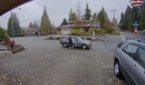 Une femme vole un colis devant une maison mais son plan échoue (vidéo)