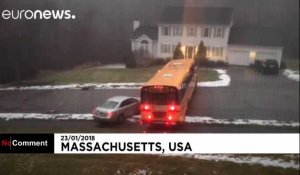 Bus sur pente glissante