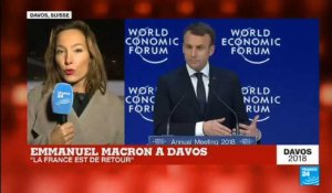 Macron à Davos : "Son discours lie entre le monde diplomatique et le monde économique"
