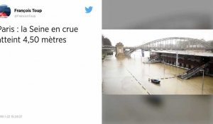 Paris : la Seine poursuit sa crue, dépassant les 4 mètres de hauteur.