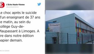 Limoges : un enseignant dépressif se suicide la nuit dans un collège.