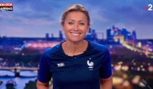Mondial 2018 : Anne-Sophie Lapix présente le JT de France 2 avec le maillot des Bleus (Vidéo)