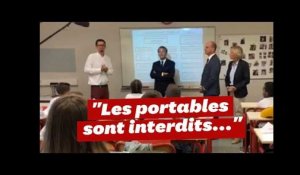 Portable à l'école: Macron rappelle l'interdiction avec l'humour