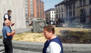 Incendie de pelouse au ministère des Finances de Charleroi