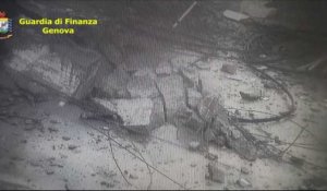 Images de vidéosurveillance de l'effondrement du pont de Gênes