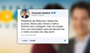 Haddad félicite Bolsonaro, président élu au Brésil, sur Twitter