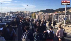 Nice : Des lycéens manifestent contre la réforme du bac, la voie rapide bloquée (vidéo)