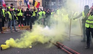 Bruxelles: les gilets jaunes dans la rue de la Loi
