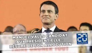 Manuel Valls candidat à l'élection présidentielle : Résumé de son allocution