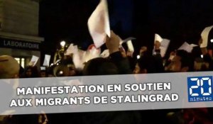 Manifestation en soutien aux migrants du camp de Stalingrad/Jaurès à Paris