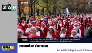 Zap télé: Hollande et Sarkozy volent séparément, des pères Noël envahissent les rues de Londres