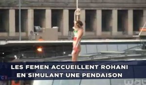 Les Femen simulent une pendaison pour la visite d'Hassan Rohani en France