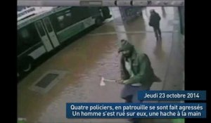 il attaque des policiers à la hache