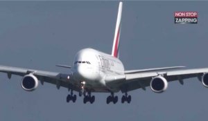L'atterrissage spectaculaire d'un Airbus A380 en pleine tempête (Vidéo)