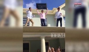 Un étudiant balance sa télé du haut d'un toit... et blesse une jeune fille (vidéo)