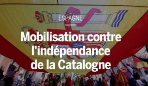 Barcelone : mobilisation rouge et jaune contre l'indépendance de la Catalogne