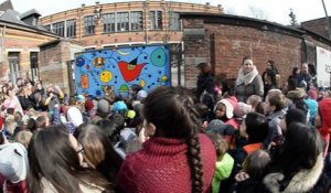 Mons : l'école du Rossignol inaugure une nouvelle fresque. Vidéo Eric Ghislain