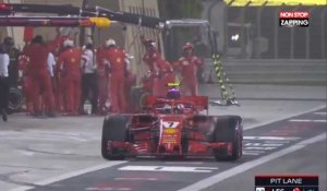 Grand Prix de Bahrëin : Le pilote Kimi Räikkönen renverse un mécanicien et abandonne (Vidéo)