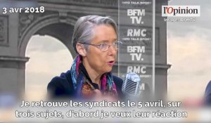 Grève SNCF: «Le gouvernement tiendra bon», affirme Elisabeth Borne