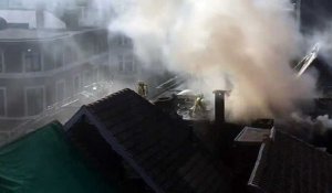Intervention des pompiers sur l'incendie quartier Cathédrale à Liège