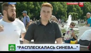 Russie : Un journaliste se fait frapper en plein direct par un passant (Vidéo)