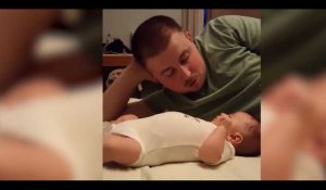 Un bébé vomit en plein dans la tête de son papa (vidéo)