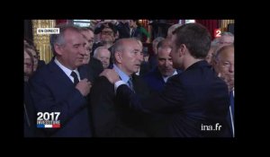 L'émotion de Gérard Collomb lors de la cérémonie d'investiture d'Emmanuel Macron
