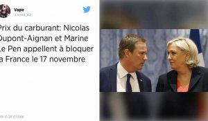 Marine Le Pen et Nicolas Dupont-Aignan soutiennent l'appel à bloquer les routes le 17 novembre.