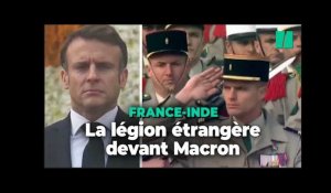 Emmanuel Macron devant la légion étrangère en Inde