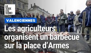 Les agriculteurs organisent un barbecue place d'Armes à Valenciennes