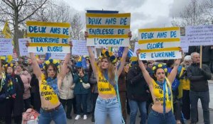 Deux ans de guerre en Ukraine: manifestation de soutien à Paris