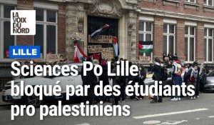 A Lille l'école de journalisme bloquée en soutien a la Palestine.