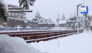 Plus de 60cm de neige à Isola 2000, route coupée pour la station à cause de risque d'avalanche