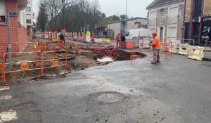 Importante fuite d’eau sur le chantier près du jardin des plantes à Rouen