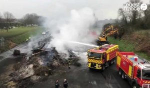 VIDÉO. Après la mobilisation des agriculteurs, de gros moyens pour nettoyer la RN165 à Kervignac